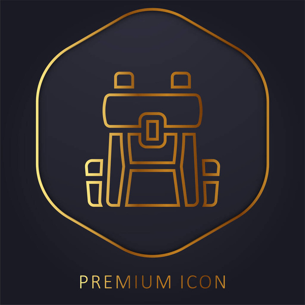Sırt çantası altın çizgi premium logosu veya simgesi - Vektör, Görsel