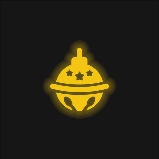 Bauble geel gloeiende neon icoon - Vector, afbeelding