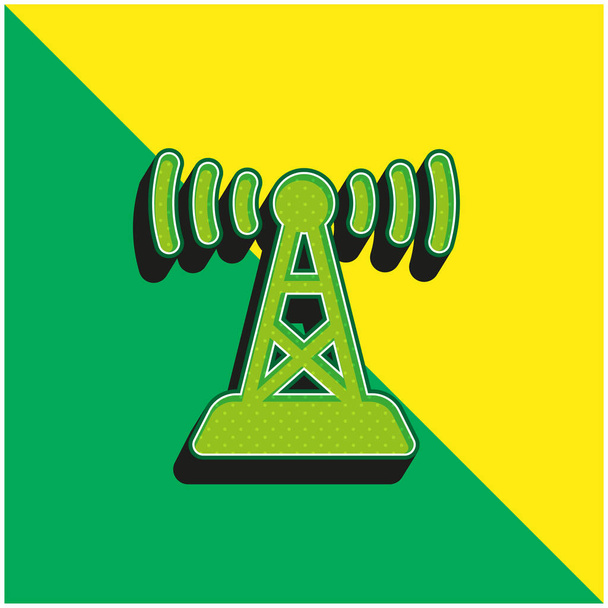 Anten Yeşil ve Sarı 3D modern vektör simgesi logosu - Vektör, Görsel