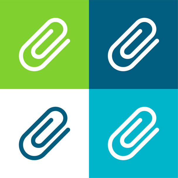 Attach Interface Symbol Of Diagonal Paperclip Tool Flat four color minimal icon set - Vector, Image