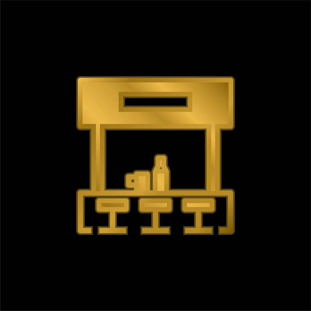 Bar chapado en oro icono metálico o logo vector - Vector, imagen