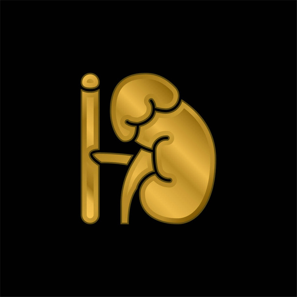 Ghiandola surrenale oro placcato icona metallica o vettore logo - Vettoriali, immagini