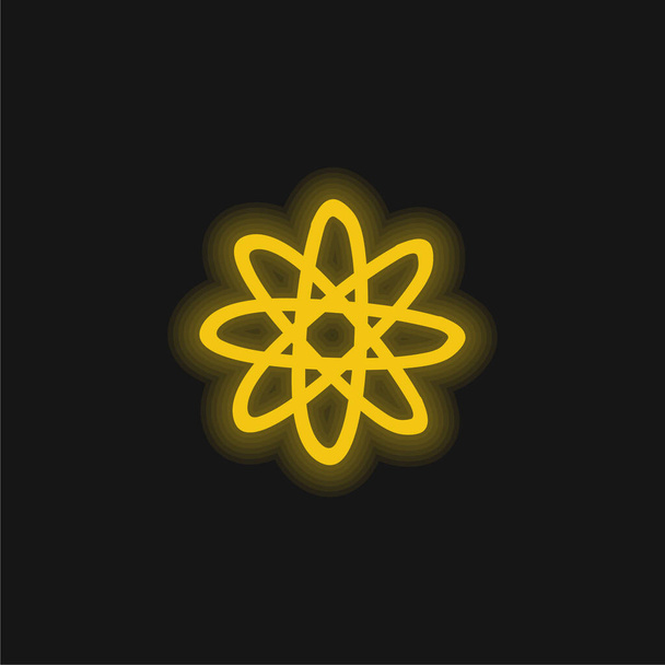 Atom Hand Drawn Symbol yellow glowing neon icon - Vector, Image