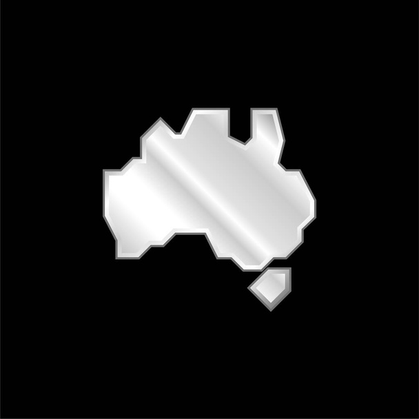 Australia silver plated metallic icon - Vector, Image