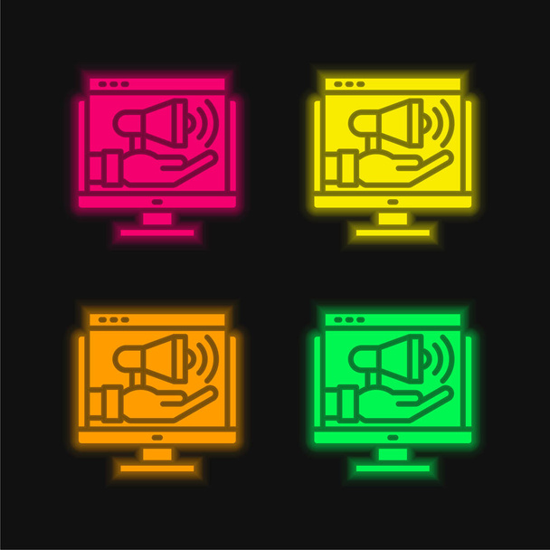 Werbung vier Farben leuchtenden Neon-Vektor-Symbol - Vektor, Bild