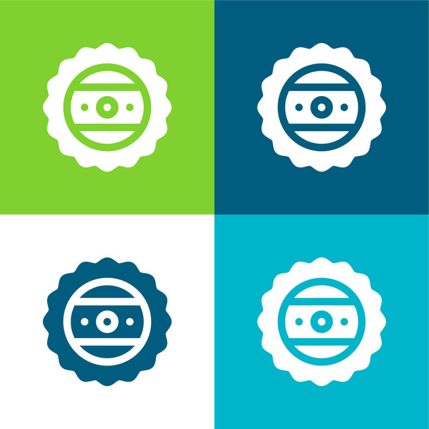 Palack kupak Lapos négy szín minimális ikon készlet - Vektor, kép
