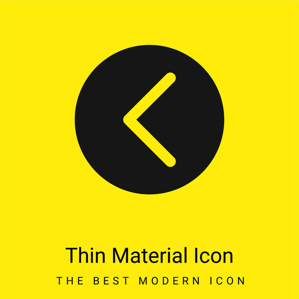 Flecha que apunta a la izquierda dentro de un círculo mínimo icono de material amarillo brillante - Vector, Imagen