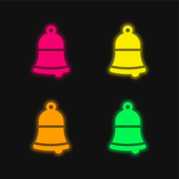 Bell neljä väriä hehkuva neon vektori kuvake - Vektori, kuva