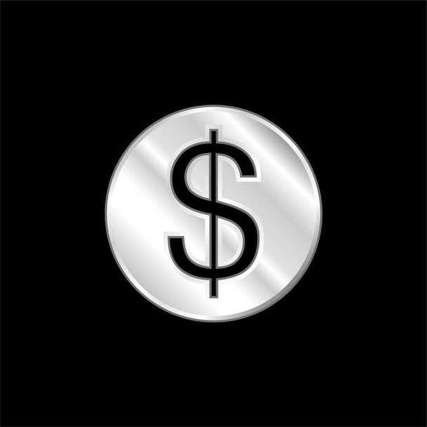 Big Dollar mince postříbřená kovová ikona - Vektor, obrázek