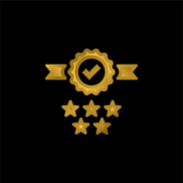 Badge vergulde metalic icoon of logo vector - Vector, afbeelding