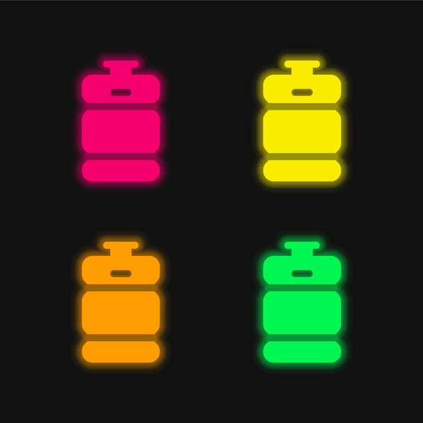 Beer Keg four color glowing neon vector icon - Vector, Image