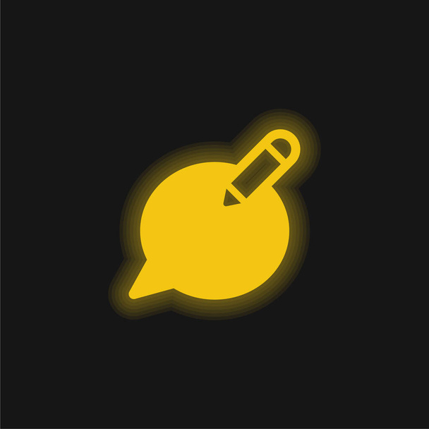 Ajouter du texte jaune brillant icône néon - Vecteur, image
