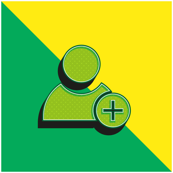 Adicionar usuário verde e amarelo moderno logotipo do ícone do vetor 3d - Vetor, Imagem