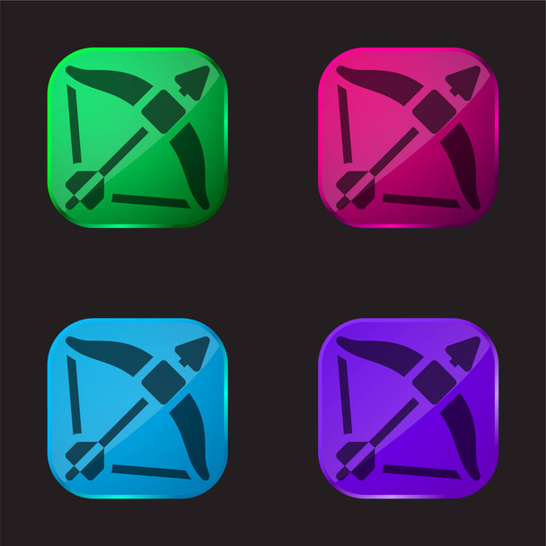 Lukostřelba čtyři barvy skla ikona - Vektor, obrázek