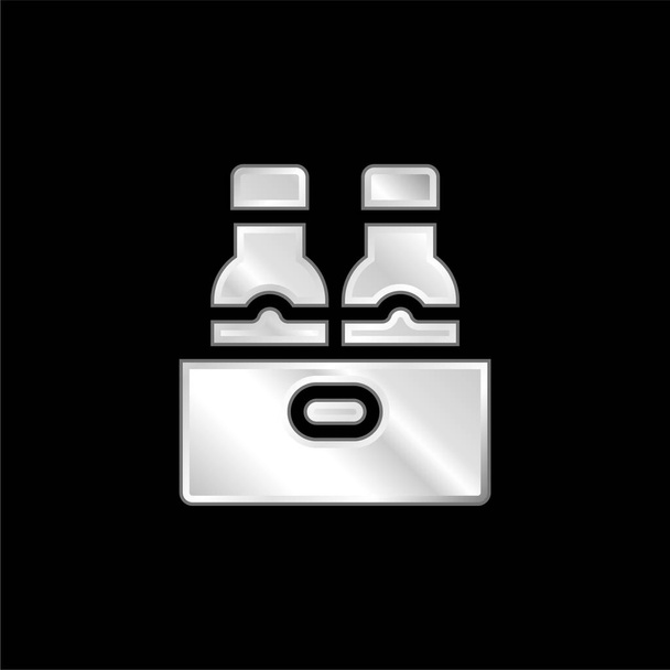 Boîte à bière icône métallique argentée - Vecteur, image