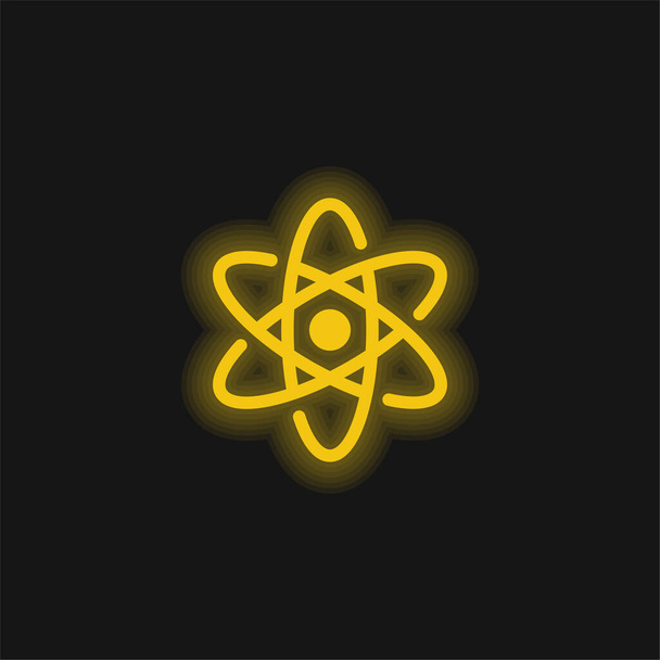 Atom żółty świecący neon ikona - Wektor, obraz