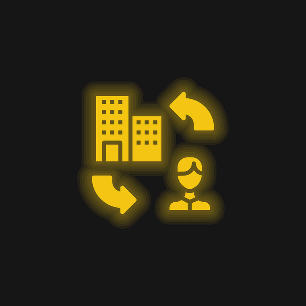 B2c yellow glowing neon icon - Vector, Image