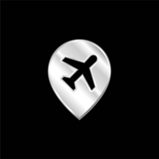 Icône métallique argentée de l'aéroport - Vecteur, image