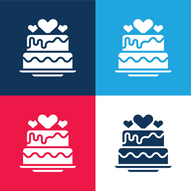 Baker blue and red four color minimal icon set - Vector, Image