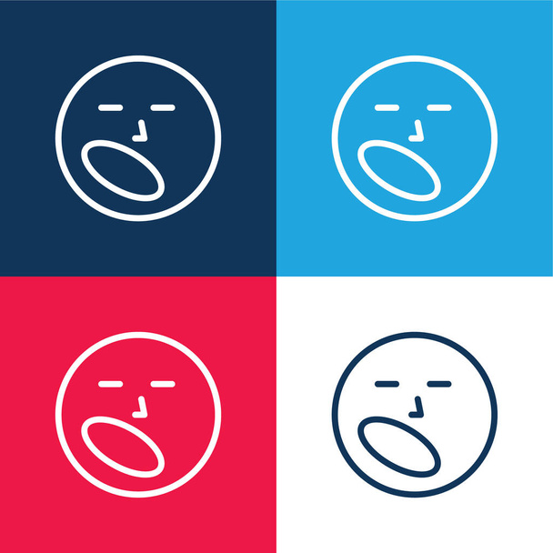 Nudny niebieski i czerwony zestaw czterech kolorów minimalny zestaw ikon - Wektor, obraz