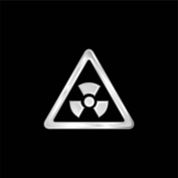 Biológiai veszélyességi kockázati háromszög alakú ezüsttel bevont fémikon - Vektor, kép
