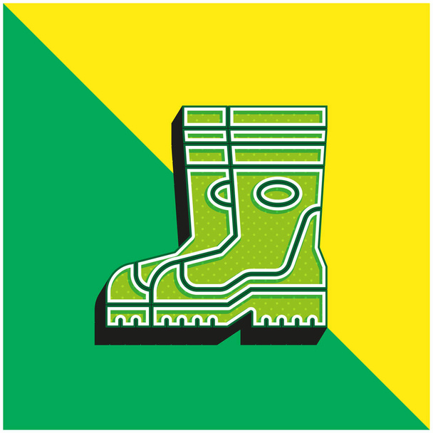 Laarzen Groen en geel modern 3D vector pictogram logo - Vector, afbeelding