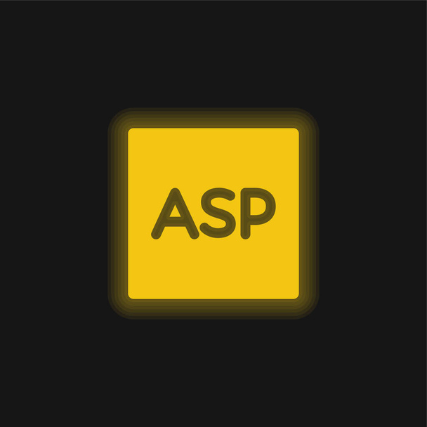 ASP Logo żółty świecący neon ikona - Wektor, obraz