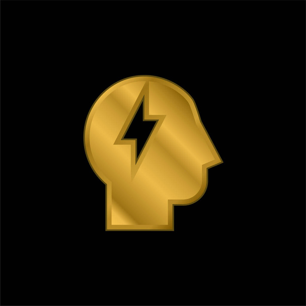 Tormenta de ideas chapado en oro icono metálico o logo vector - Vector, Imagen