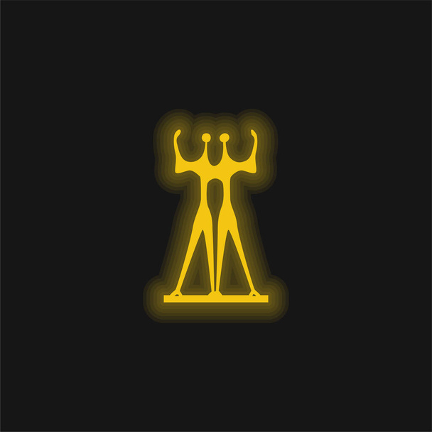 Abstraktes gelb leuchtendes Neon-Symbol - Vektor, Bild