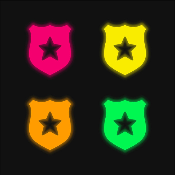 Insignia de cuatro colores brillante icono del vector de neón - Vector, Imagen
