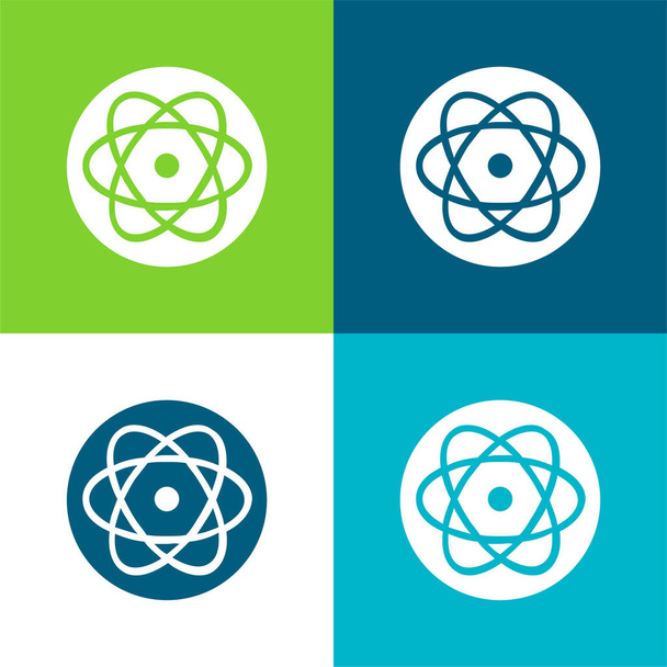 Atom Flat четырехцветный минимальный набор иконок - Вектор,изображение