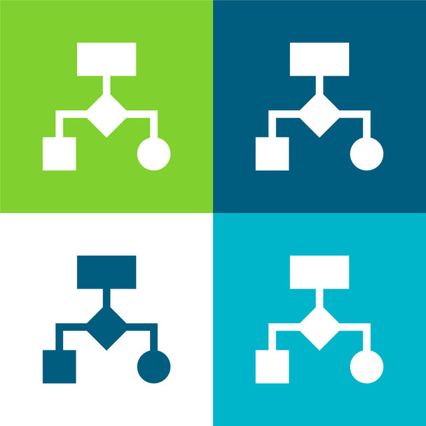 Algoritmo Plano quatro cores conjunto de ícones mínimos - Vetor, Imagem