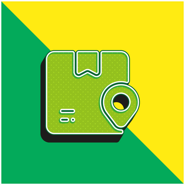 Πλαίσιο Πράσινο και κίτρινο σύγχρονο 3d διάνυσμα εικονίδιο λογότυπο - Διάνυσμα, εικόνα