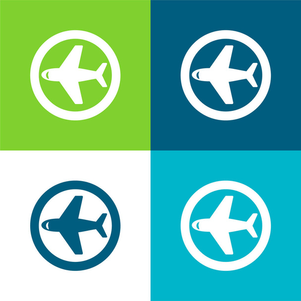 Aerial Distribution Lapos négy szín minimális ikon készlet - Vektor, kép