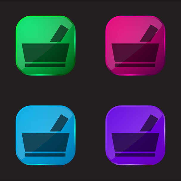 Miska čtyři barvy skleněné tlačítko ikona - Vektor, obrázek
