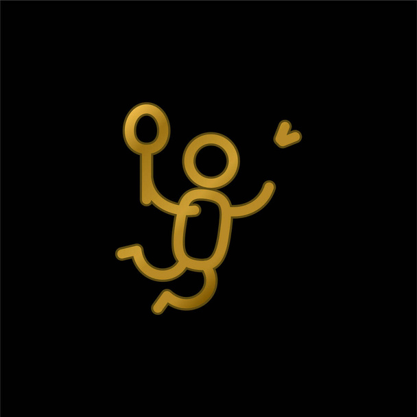 Золотий бадмінтон покритий металевою іконою або вектором логотипу. - Вектор, зображення