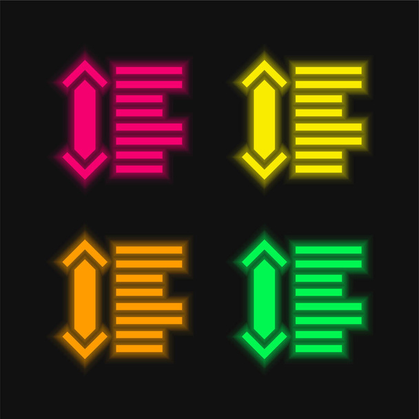 Tra quattro colori luminosi icona vettoriale al neon - Vettoriali, immagini