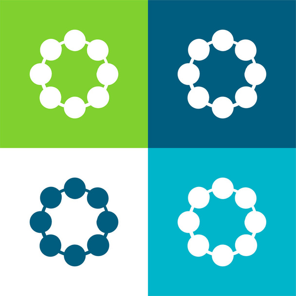 Bead Flat four color minimal icon set - Vector, Image