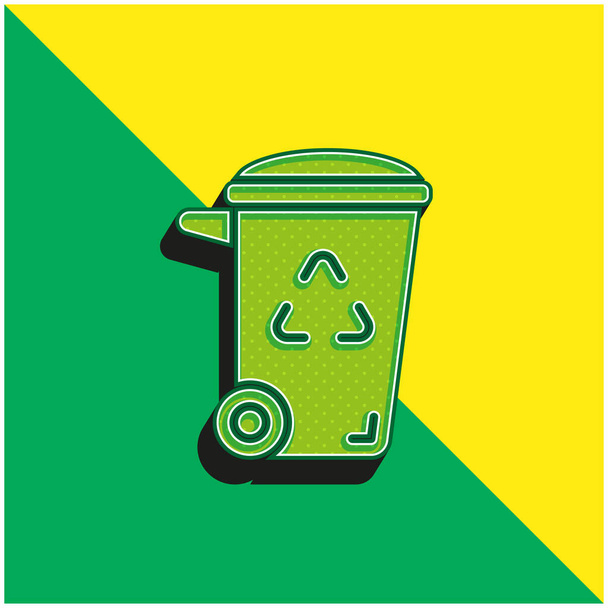 Bin Logo icona vettoriale 3d moderna verde e gialla - Vettoriali, immagini