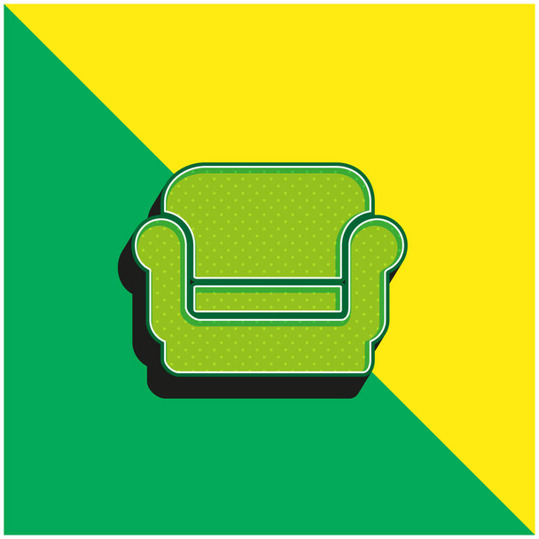 Nojatuoli Vihreä ja keltainen moderni 3d vektori kuvake logo - Vektori, kuva