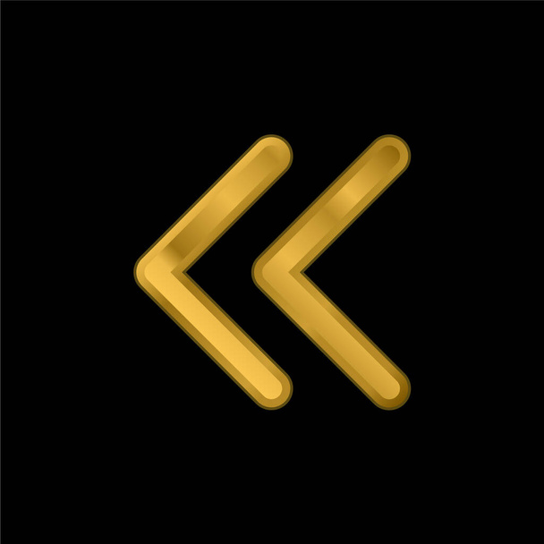 Arrowheads de contorno fino para o ícone metálico banhado a ouro esquerdo ou vetor logotipo - Vetor, Imagem