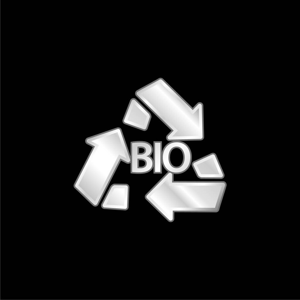 Bio Mass Recycle Symbol silver plated metallic icon - Vector, Image