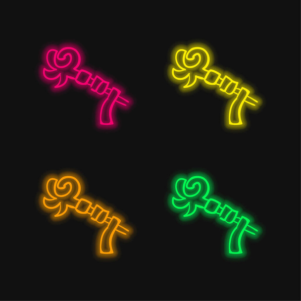 Verbonden Halloween Arm En Hand Outline vier kleuren gloeiende neon vector icoon - Vector, afbeelding