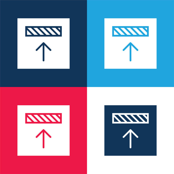Allineamento blu e rosso set di icone minime a quattro colori - Vettoriali, immagini