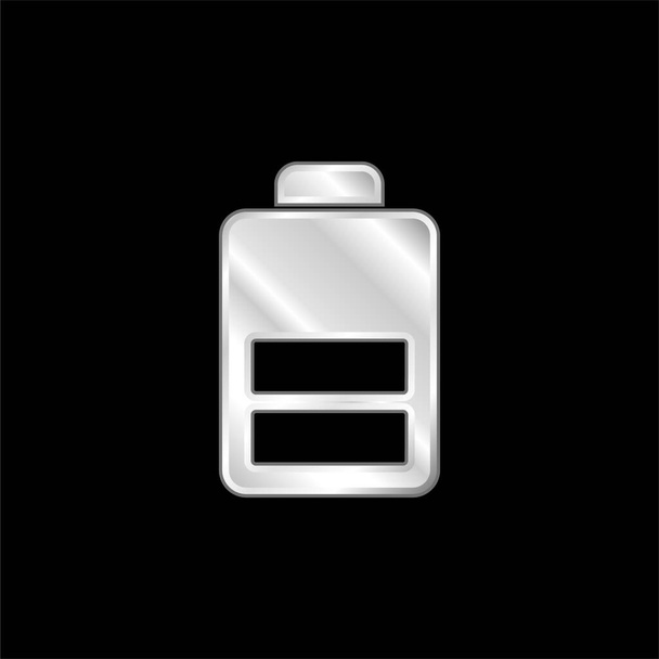 Battery silver plated metallic icon - Vector, Image