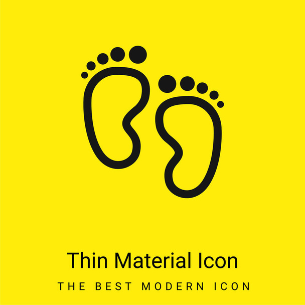 Baby Footprints minimal bright yellow material icon - Vector, Image