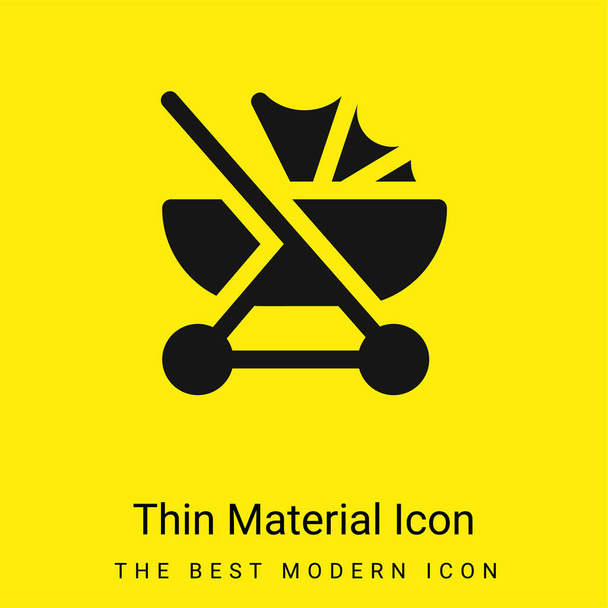 Poussette bébé minimaliste jaune vif icône matérielle - Vecteur, image