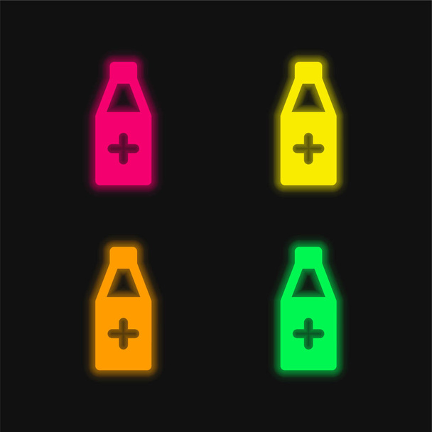 Alcool quatre couleurs brillant néon vecteur icône - Vecteur, image