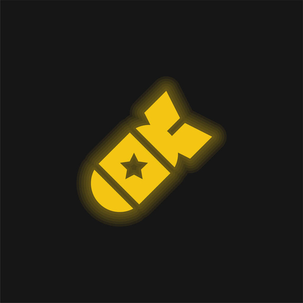 Bomba amarillo brillante icono de neón - Vector, imagen