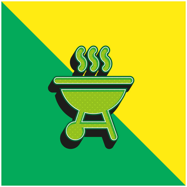 Барбекю Зелений і жовтий сучасний 3d векторний логотип. - Вектор, зображення